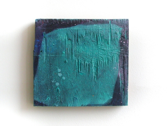 Lisa Denyer, Cube, acrylic on found plywood. Image by courtesy of the artist