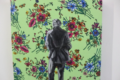 Alex Dewart, Verdi sul Verde, 2014, oil on printed cotton, 40cm x 50cm. Image by courtesy of Surface Gallery 