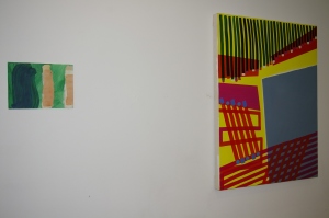 Left: Rachael MacArthur, Untitled, Right: Ellie MacGarry, Paradise (Yellow and Grey) 
