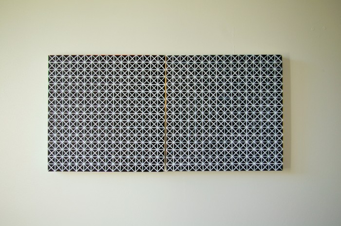 Andy Parkinson, Duo: 92 division square 1 & 2, 2015, acrylic on canvas, two canvases each one 12