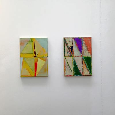 Terry Greene, Tricot, acrylic on canvas, 14 x 10”, Marylebone, acrylic on canvas, 14 x 10”